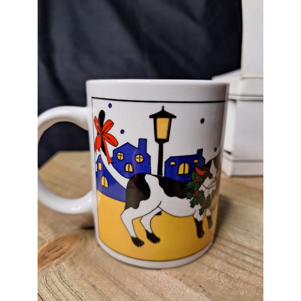 Studio‎ Nova Christmas Cat Mug Ceramic Holiday Coffee Cup with Box White Multi